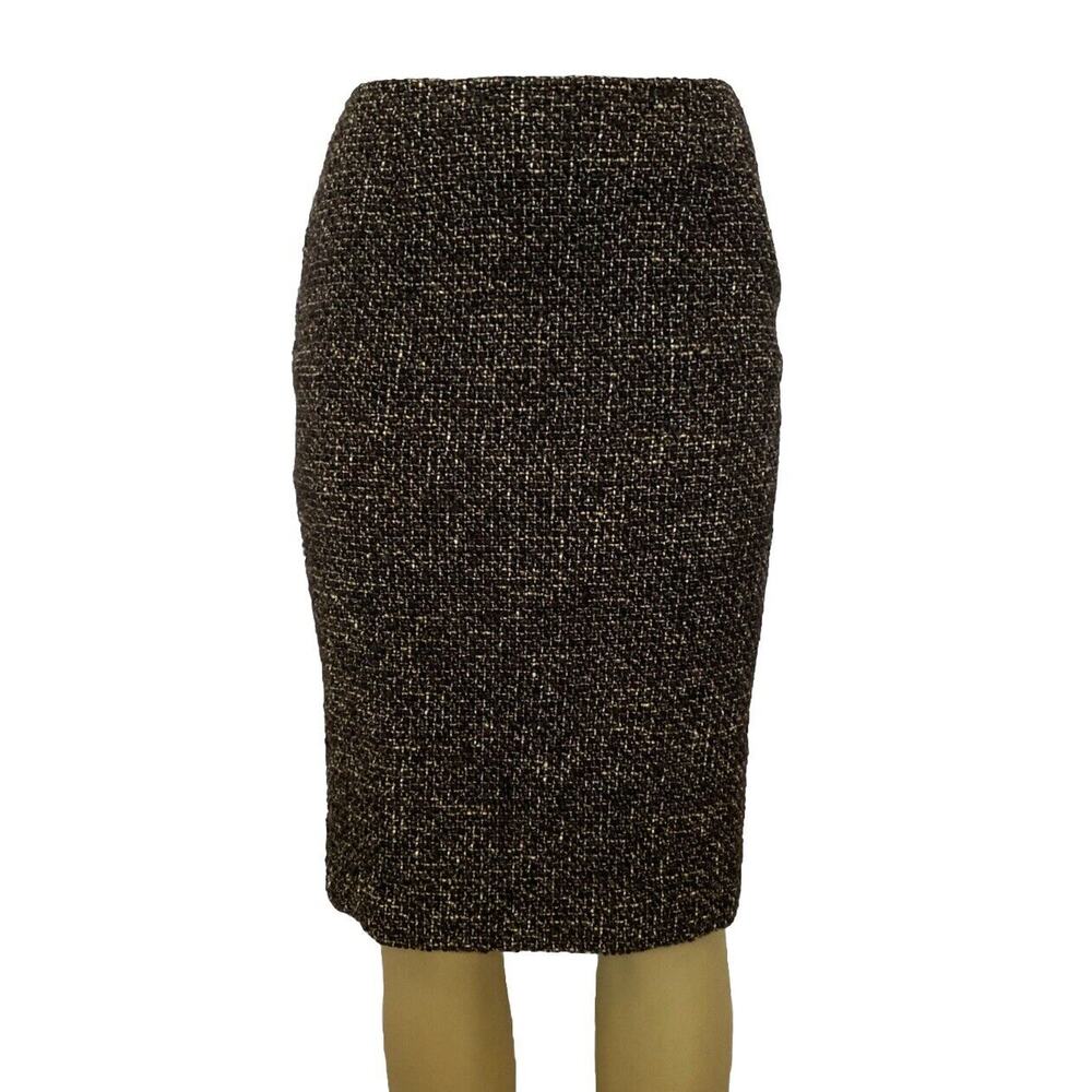 Piazza Sempione Pencil Skirt Tweed Straight Lined Knee Length Brown 42 S